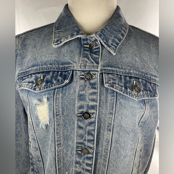 Y2K BEBE DESTINY GABBY DENIM JEAN JACKET EMBROIDERED SIZE LARGE - Picture 5 of 13